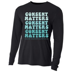 Sexual Assault Awareness Month Consent Matters Teal Ribbon Cooling Performance Long Sleeve Crew