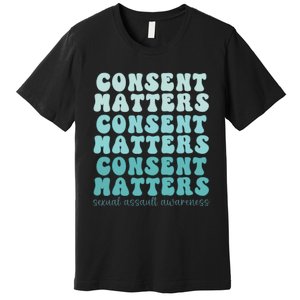 Sexual Assault Awareness Month Consent Matters Teal Ribbon Premium T-Shirt