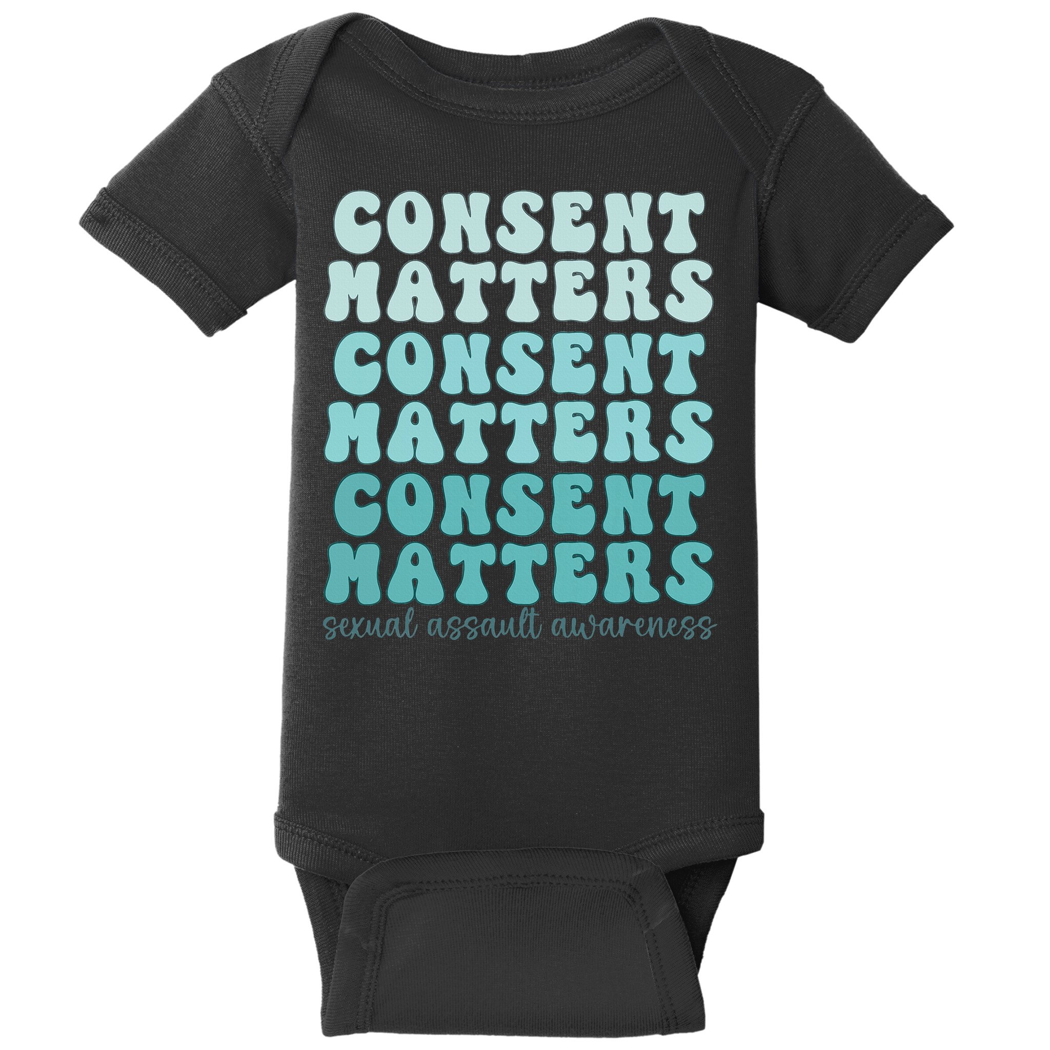 Sexual Assault Awareness Month Consent Matters Teal Ribbon Baby Bodysuit