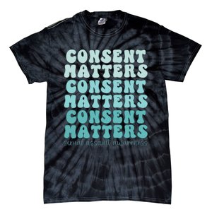 Sexual Assault Awareness Month Consent Matters Teal Ribbon Tie-Dye T-Shirt