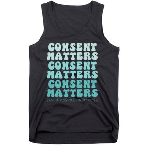 Sexual Assault Awareness Month Consent Matters Teal Ribbon Tank Top