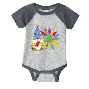 Sunflower Autism Awareness Day Gnome Infant Baby Jersey Bodysuit