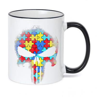 Skull Autism Awareness Tee Mom Dad Autism 11oz Black Color Changing Mug