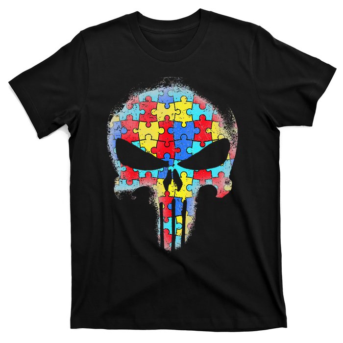 Skull Autism Awareness Tee Mom Dad Autism T-Shirt