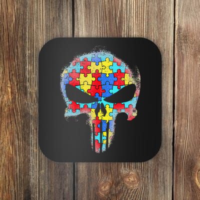 Skull Autism Awareness Tee Mom Dad Autism Coaster