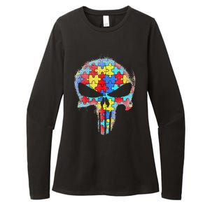 Skull Autism Awareness Tee Mom Dad Autism Womens CVC Long Sleeve Shirt