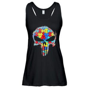 Skull Autism Awareness Tee Mom Dad Autism Ladies Essential Flowy Tank