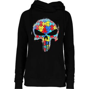 Skull Autism Awareness Tee Mom Dad Autism Womens Funnel Neck Pullover Hood