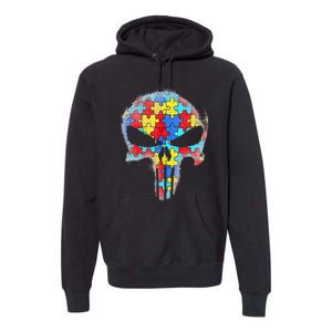 Skull Autism Awareness Tee Mom Dad Autism Premium Hoodie