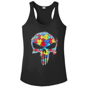 Skull Autism Awareness Tee Mom Dad Autism Ladies PosiCharge Competitor Racerback Tank