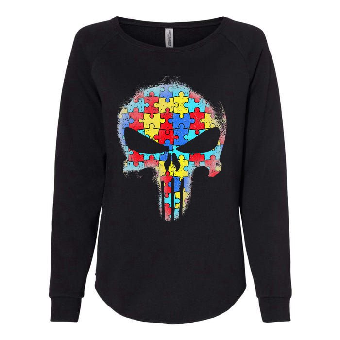 Skull Autism Awareness Tee Mom Dad Autism Womens California Wash Sweatshirt