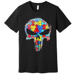 Skull Autism Awareness Tee Mom Dad Autism Premium T-Shirt