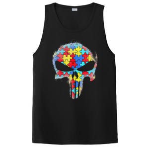 Skull Autism Awareness Tee Mom Dad Autism PosiCharge Competitor Tank