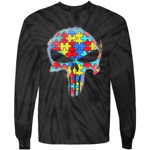 Skull Autism Awareness Tee Mom Dad Autism Tie-Dye Long Sleeve Shirt