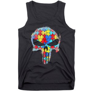 Skull Autism Awareness Tee Mom Dad Autism Tank Top