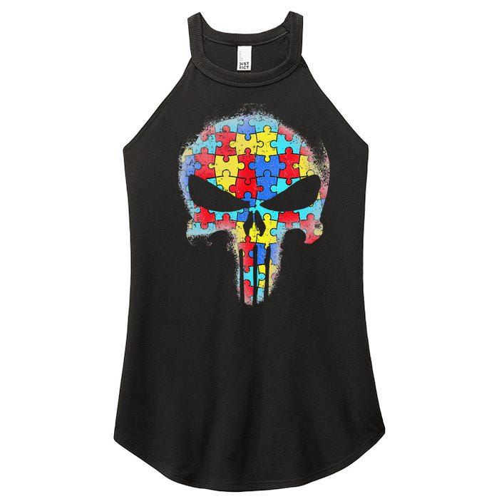 Skull Autism Awareness Tee Mom Dad Autism Women's Perfect Tri Rocker Tank