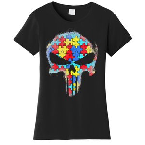 Skull Autism Awareness Tee Mom Dad Autism Women's T-Shirt