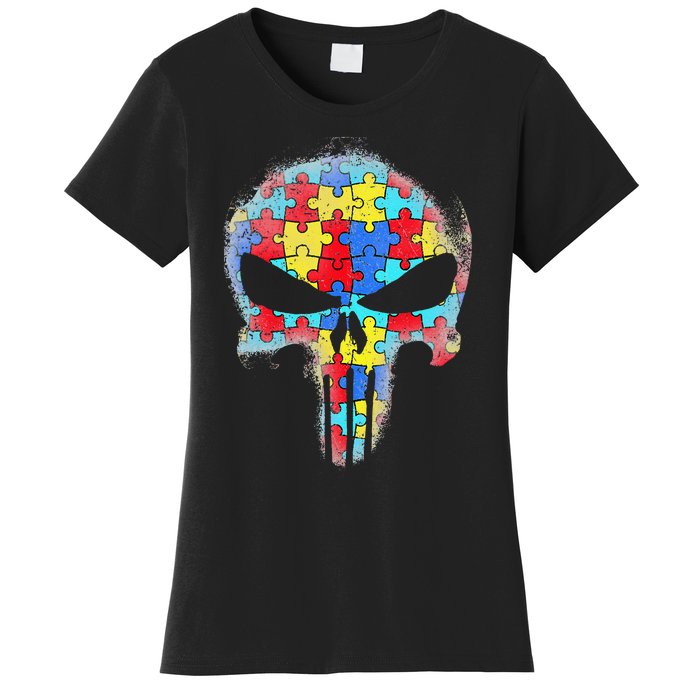 Skull Autism Awareness Tee Mom Dad Autism Women's T-Shirt