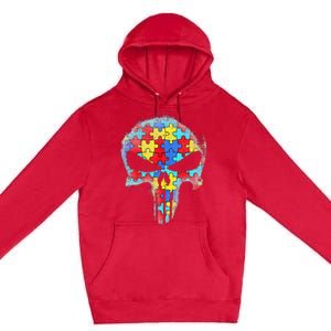 Skull Autism Awareness Tee Mom Dad Autism Premium Pullover Hoodie