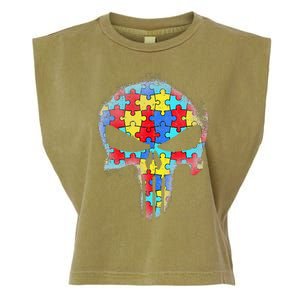 Skull Autism Awareness Tee Mom Dad Autism Garment-Dyed Women's Muscle Tee