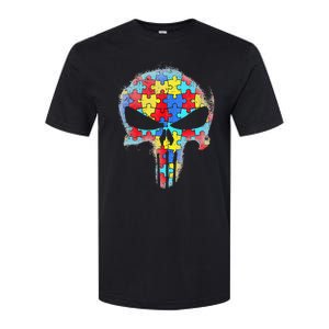 Skull Autism Awareness Tee Mom Dad Autism Softstyle CVC T-Shirt