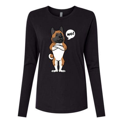 Stubborn American Akita Dog Womens Cotton Relaxed Long Sleeve T-Shirt