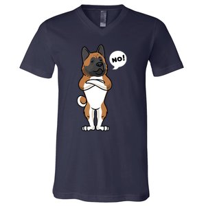 Stubborn American Akita Dog V-Neck T-Shirt