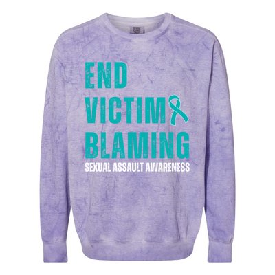 Sexual Assault Awareness Month End Victim Blaming Quote Gift Colorblast Crewneck Sweatshirt