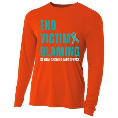 Sexual Assault Awareness Month End Victim Blaming Quote Gift Cooling Performance Long Sleeve Crew