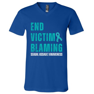 Sexual Assault Awareness Month End Victim Blaming Quote Gift V-Neck T-Shirt