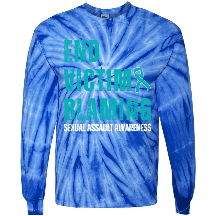 Sexual Assault Awareness Month End Victim Blaming Quote Gift Tie-Dye Long Sleeve Shirt