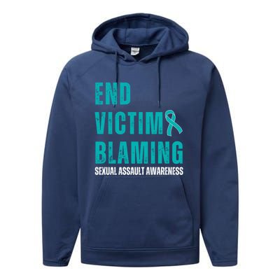 Sexual Assault Awareness Month End Victim Blaming Quote Gift Performance Fleece Hoodie