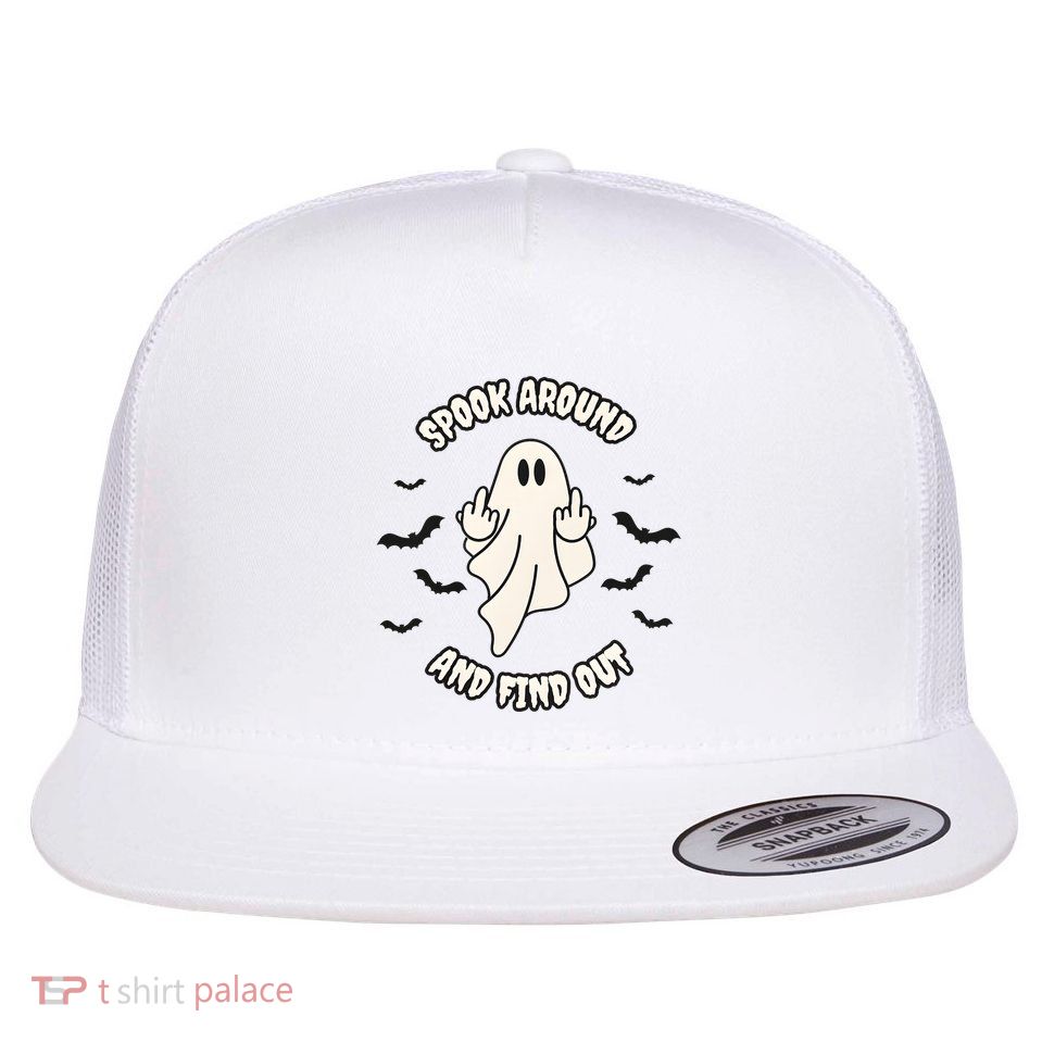 Spook Around And Find Out Halloween Ghost Ghoul Flatbill Hat