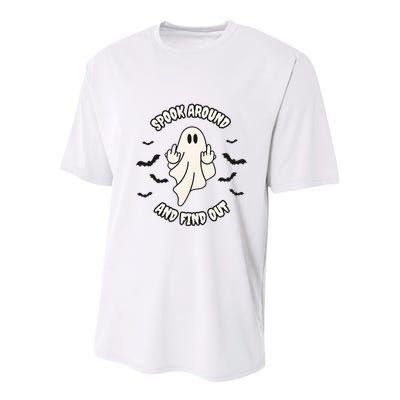 Spook Around And Find Out Halloween Ghost Ghoul Youth Performance Sprint T-Shirt