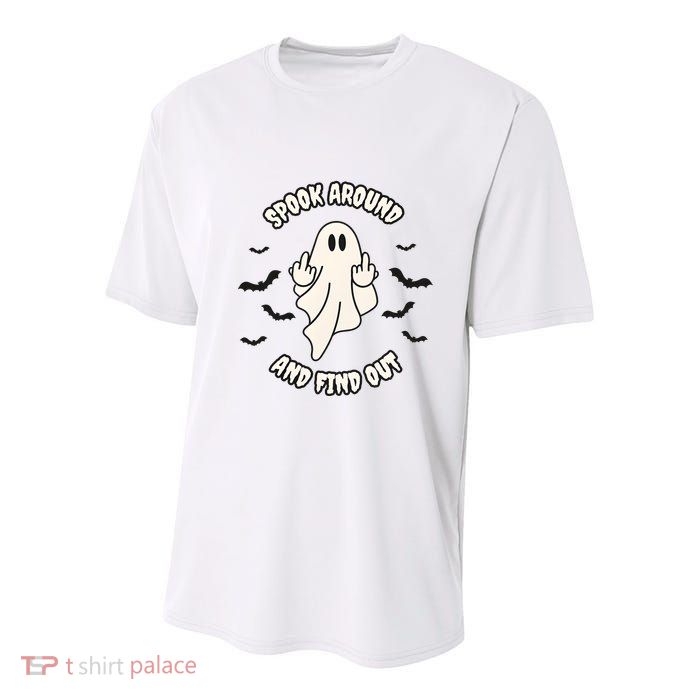 Spook Around And Find Out Halloween Ghost Ghoul Youth Performance Sprint T-Shirt
