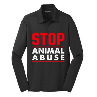 Stop Animal Abuse Stop Violence Agaist Animal Silk Touch Performance Long Sleeve Polo