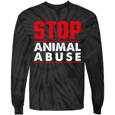 Stop Animal Abuse Stop Violence Agaist Animal Tie-Dye Long Sleeve Shirt