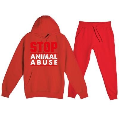 Stop Animal Abuse Stop Violence Agaist Animal Premium Hooded Sweatsuit Set