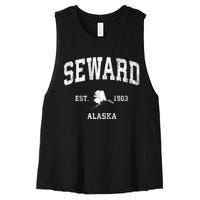 Seward Alaska Ak Vintage Established Athletic Sports Design Women's Racerback Cropped Tank