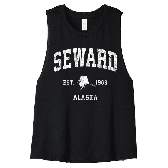 Seward Alaska Ak Vintage Established Athletic Sports Design Women's Racerback Cropped Tank