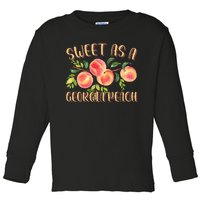 Sweet As A Georgia Peach Funny Southern Georgia Toddler Long Sleeve Shirt