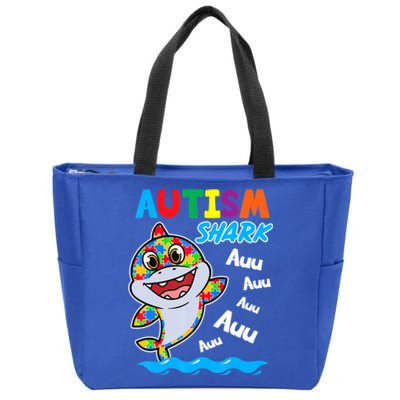 Shark Autism Awareness Puzzle Funny Meaningful Gift Zip Tote Bag