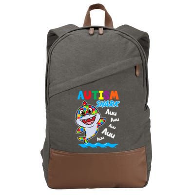 Shark Autism Awareness Puzzle Funny Meaningful Gift Cotton Canvas Backpack