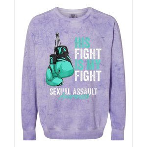 Sexual Assault Awareness Month Boxing Gloves Teal Ribbon Colorblast Crewneck Sweatshirt