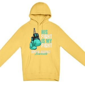 Sexual Assault Awareness Month Boxing Gloves Teal Ribbon Premium Pullover Hoodie