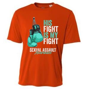 Sexual Assault Awareness Month Boxing Gloves Teal Ribbon Cooling Performance Crew T-Shirt