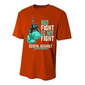 Sexual Assault Awareness Month Boxing Gloves Teal Ribbon Performance Sprint T-Shirt