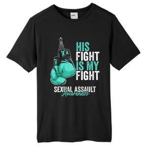 Sexual Assault Awareness Month Boxing Gloves Teal Ribbon Tall Fusion ChromaSoft Performance T-Shirt