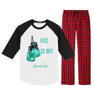 Sexual Assault Awareness Month Boxing Gloves Teal Ribbon Raglan Sleeve Pajama Set