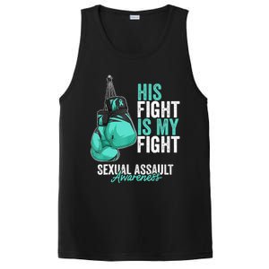 Sexual Assault Awareness Month Boxing Gloves Teal Ribbon PosiCharge Competitor Tank